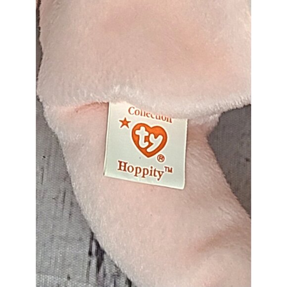 7" 1996 Vintage Ty Beanie Babies Pastel Pink Hoppity Bunny Rabbit Plush Beanbag - Picture 3 of 4